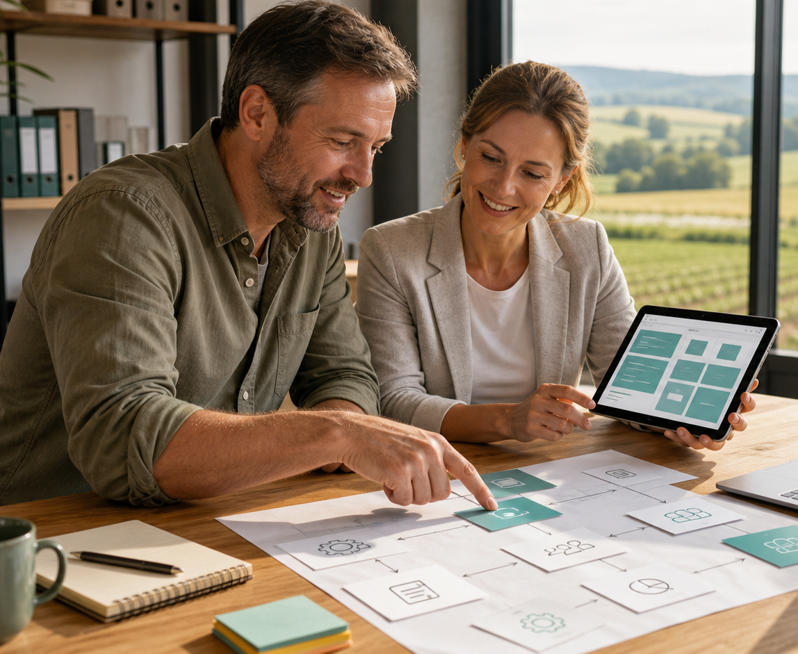 Operational process planning with digital workflows and agricultural business data